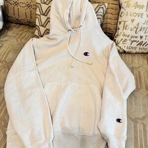 Champion White Hoodie with Front Pocket - Size Adult Medium